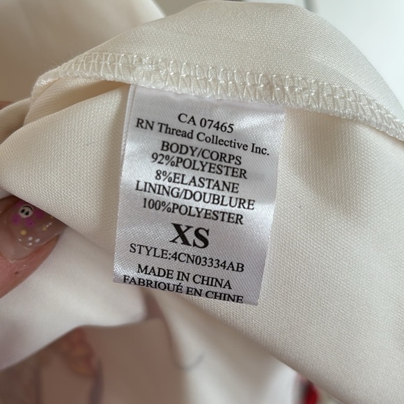 Brand New ABS Collection White Shift Dress Short Sleeved V-Neck Oriental Floral - Picture 7 of 15